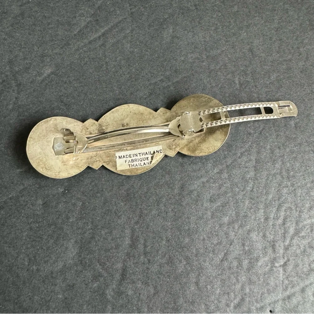 Vintage Boho Hair Clip Large Barrette Mixed Metal Brass‎ Silver Western Cowgirl